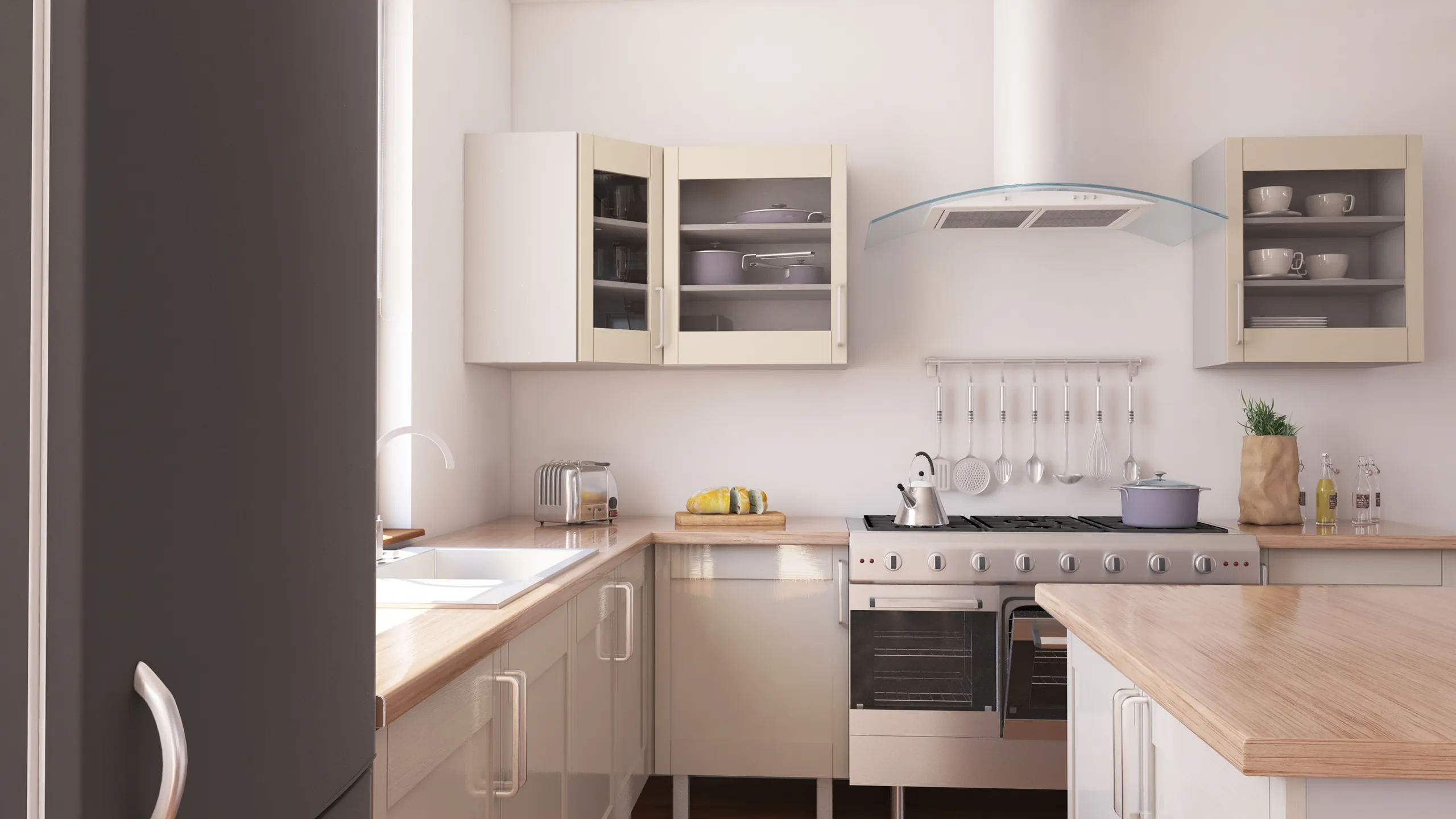 Clean kitchen interior for house cleaning service
